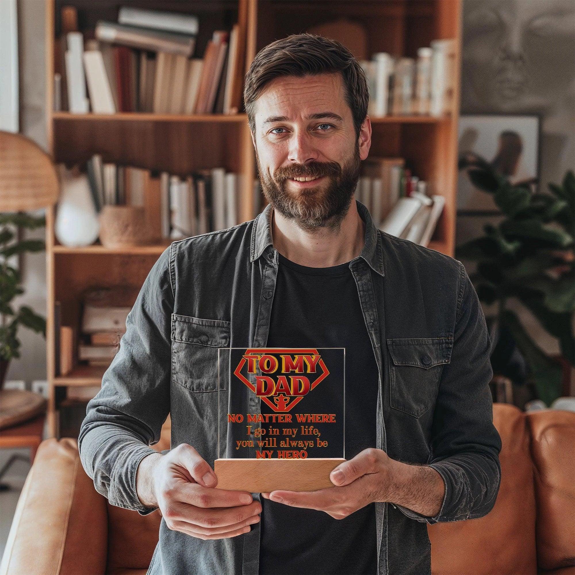 Dad Superhero Award Acrylic Plaque You Will Always Be My Hero