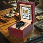 Beers Fetched Dad Coupon Father's Day Gift – Funny Metal Chronograph Watch for Dad from Favorite Child – “Happy Father’s Day” Coupon Message Card – Gag Gift with Sentimental Touch