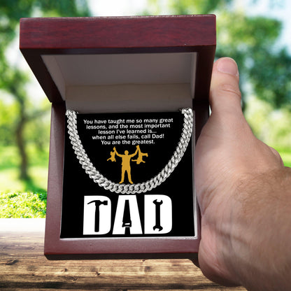 Dad Gift-When All Else Fails, Call Dad Cuban Chain Link Necklace with Gift Box - Mallard Moon Gift Shop