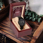 To My Dad Chronograph Watch - Heartfelt Expressive Love Message Card Gift for Dad from Child - Stylish Black Stainless-Steel Timepiece - Father's Day, Birthday, Christmas Keepsake for Dad