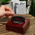 To My Dad Men's Vegan Leather Bracelet Birthday, Father's Day Gift with Heartfelt “Father Figure” Message Card -