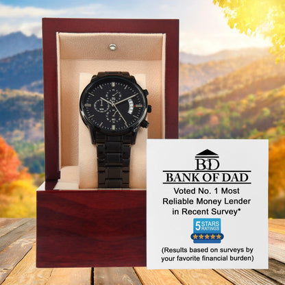 Dad Gift - Financial Burden - Black Chronograph Watch - Mallard Moon Gift Shop