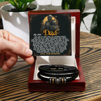 To My Dad from Daughter Birthday, Father's Day Gift - Men's Vegan Leather Bracelet with First Love Message Card