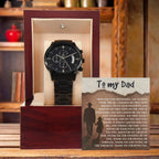 To My Dad - First Love Father Daughter Message Card with Luxury Black Chronograph Watch - Meaningful Father's Day Gift from Daughter