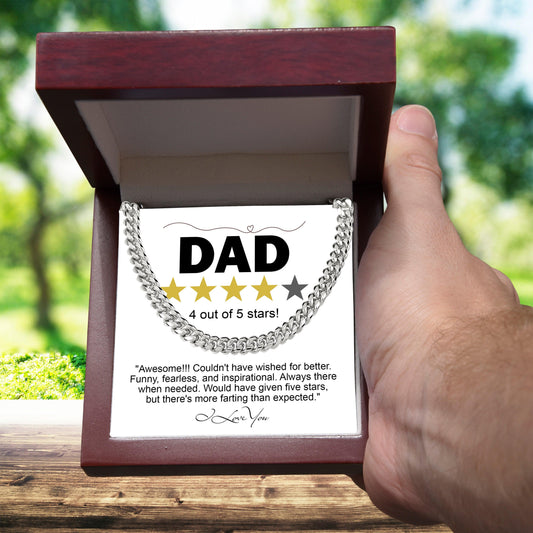 Funny Gift for Dad-Four out of Five Stars Cuban Chain Link Necklace with Gift Box - Mallard Moon Gift Shop