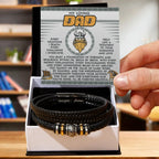 My Loving Dad Birthday, Father's Day Gift - Men's Vegan Leather Bracelet with Viking-Inspired “Foundation Builder” Message Card