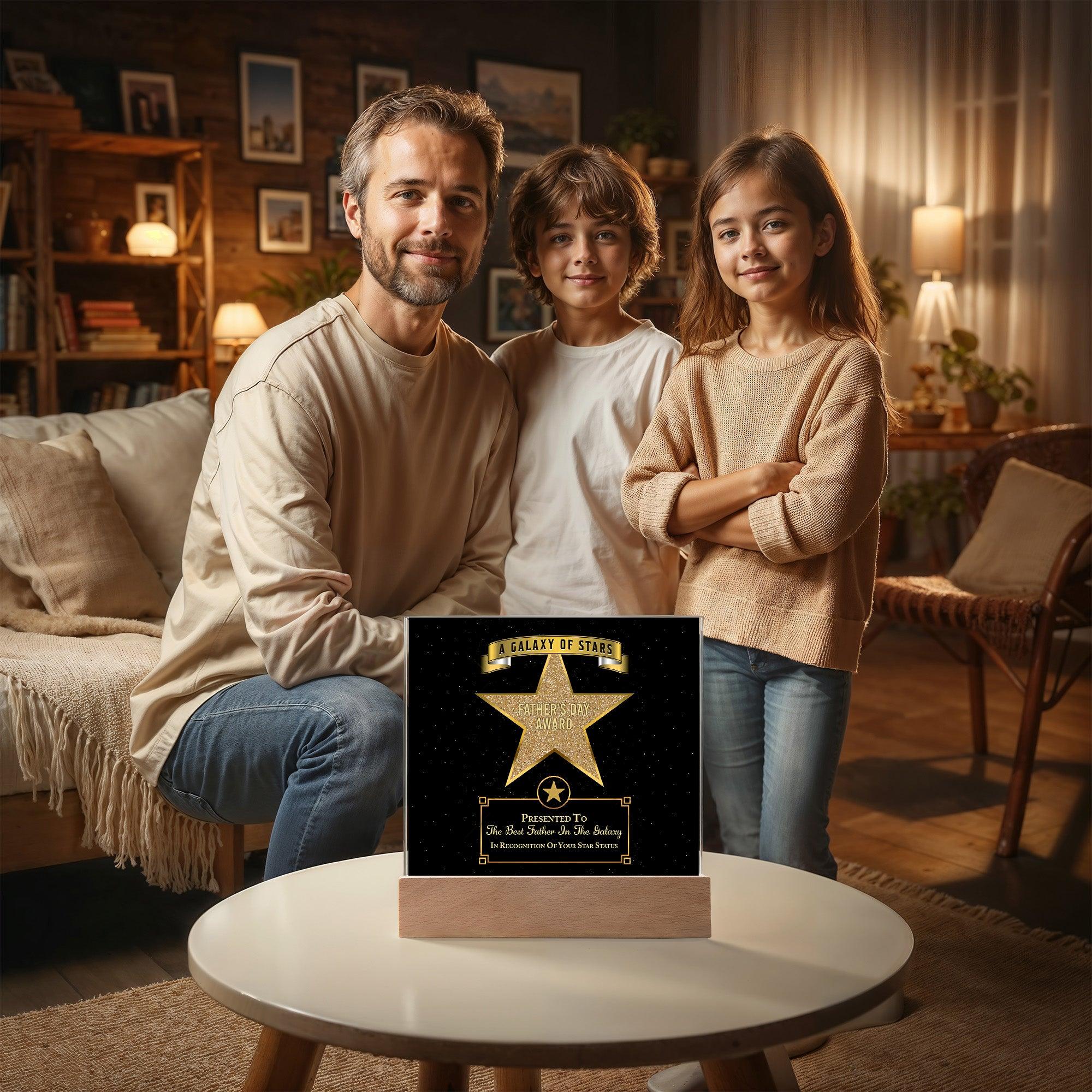 Father's Day Award for Best Father in the Galaxy Acrylic Plaque - Mallard Moon Gift Shop