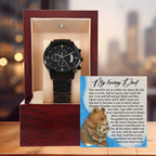 To My Loving Dad Watch Gift | Growing Love Poem Keepsake | Father's Day, Birthday, or Christmas Gift from Daughter or Son | Luxury Black Chronograph Men's Watch with Inspirational Message