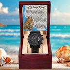 To My Loving Dad Watch Gift | Growing Love Poem Keepsake | Father's Day, Birthday, or Christmas Gift from Daughter or Son | Luxury Black Chronograph Men's Watch with Inspirational Message
