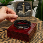 Dad Vegan Leather Bracelet Father's Day Gift - with Inspirational “Guiding Light” Lighthouse Message Card