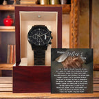 To My Dad Black Chronograph Watch - Daddy's Hands Father's Day Gift from Daughter or Son - Sentimental Watch for Dad - Birthday, Christmas, Appreciation Gift for Father
