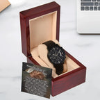 To My Dad Black Chronograph Watch - Daddy's Hands Father's Day Gift from Daughter or Son - Sentimental Watch for Dad - Birthday, Christmas, Appreciation Gift for Father