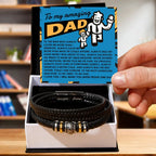 To My Amazing Dad Vegan Leather Bracelet Birthday, Father's Day Gift - with Comic-Style “Handsome Hero” Message Card