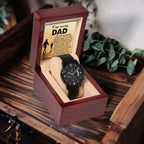 To My Amazing Dad - Legacy of Strength Watch | Sentimental Father's Day Gift from Son or Daughter | Luxury Black Chronograph Stainless Steel Watch with Heartfelt Message Card