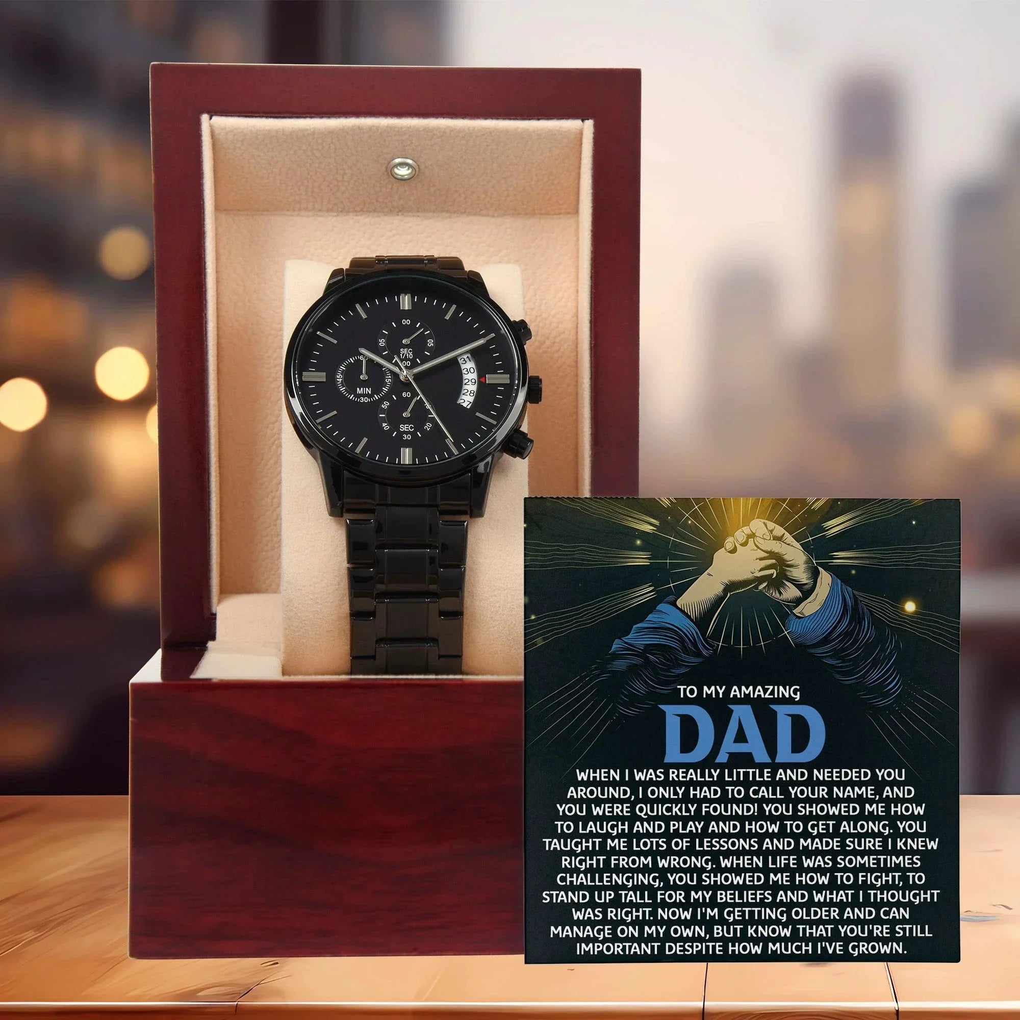 To My Amazing Dad Chronograph Watch Gift | Meaningful Father's Day Watch from Son or Daughter - Timepiece with Heartfelt Message | Unique Birthday or Christmas Gift for Dad