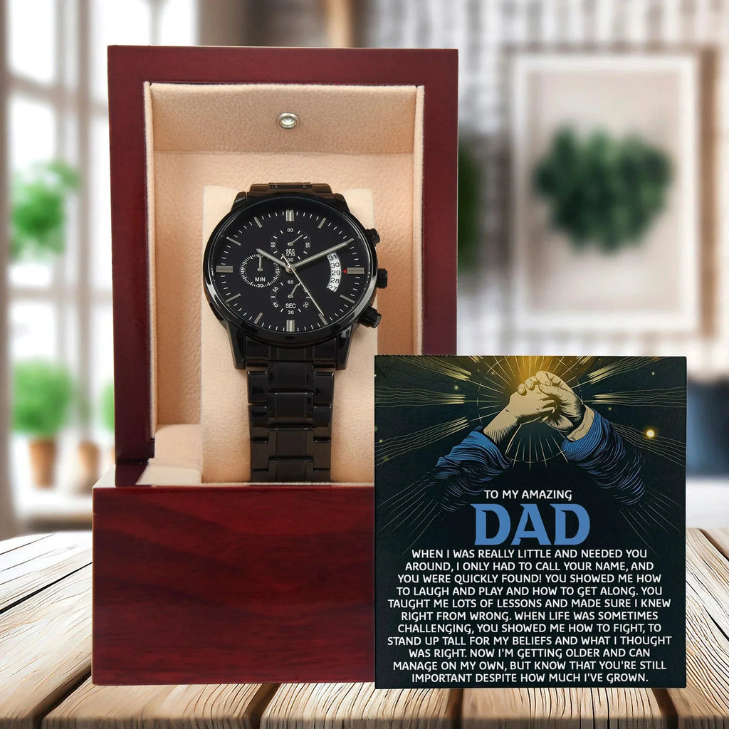 To My Amazing Dad Chronograph Watch Gift | Meaningful Father's Day Watch from Son or Daughter - Timepiece with Heartfelt Message | Unique Birthday or Christmas Gift for Dad