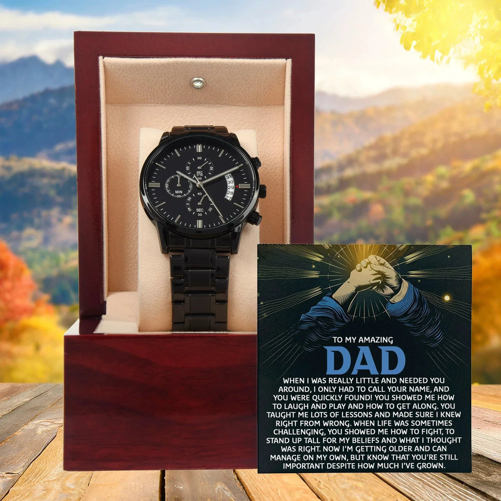 To My Amazing Dad Chronograph Watch Gift | Meaningful Father's Day Watch from Son or Daughter - Timepiece with Heartfelt Message | Unique Birthday or Christmas Gift for Dad