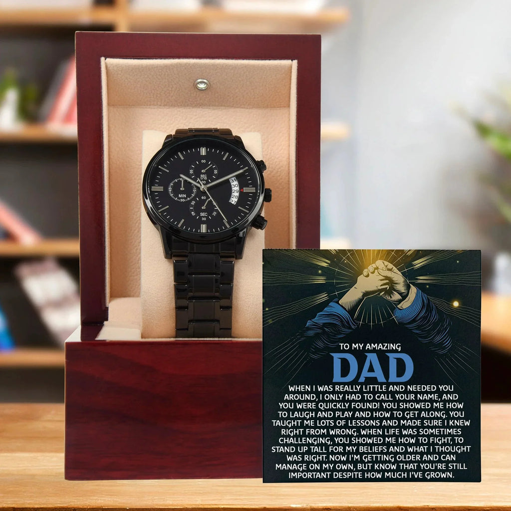 To My Amazing Dad Chronograph Watch Gift | Meaningful Father's Day Watch from Son or Daughter - Timepiece with Heartfelt Message | Unique Birthday or Christmas Gift for Dad