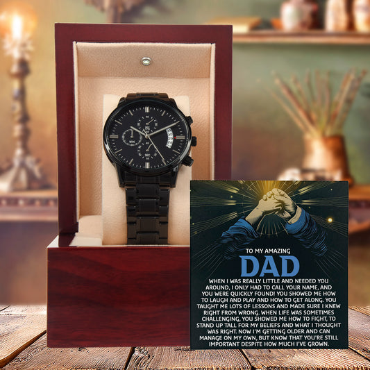 To My Amazing Dad Chronograph Watch Gift | Meaningful Father's Day Watch from Son or Daughter - Timepiece with Heartfelt Message | Unique Birthday or Christmas Gift for Dad