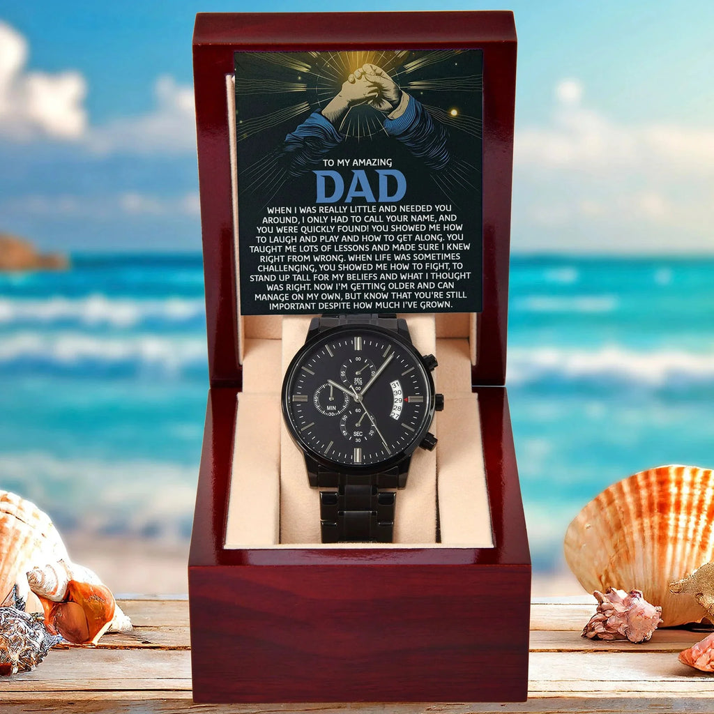To My Amazing Dad Chronograph Watch Gift | Meaningful Father's Day Watch from Son or Daughter - Timepiece with Heartfelt Message | Unique Birthday or Christmas Gift for Dad