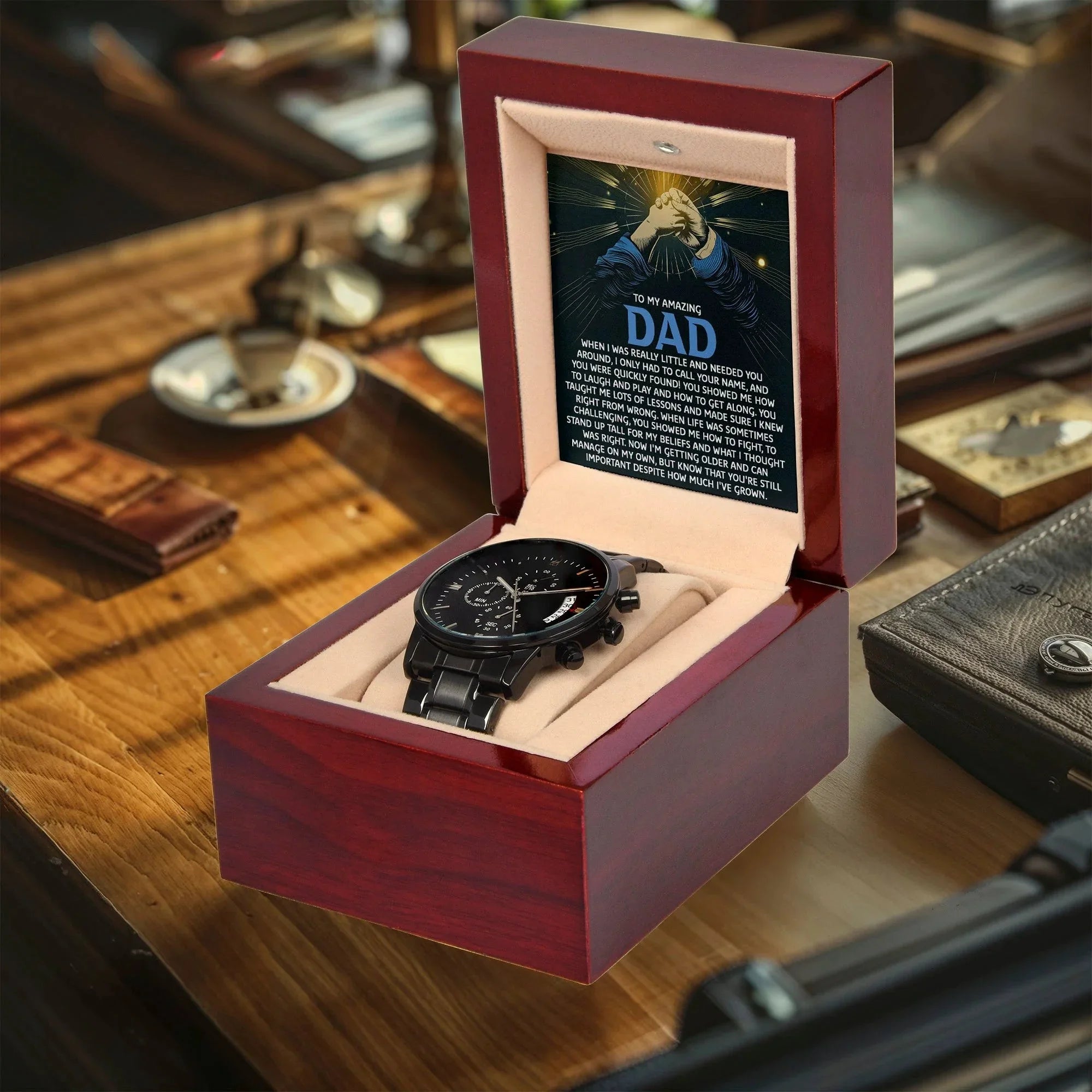 To My Amazing Dad Chronograph Watch Gift | Meaningful Father's Day Watch from Son or Daughter - Timepiece with Heartfelt Message | Unique Birthday or Christmas Gift for Dad
