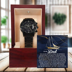 To My Dad Men's Black Chronograph Watch with Life Anchor Message Card – Father's Day Gift for Dad – Sentimental Gift from Son or Daughter – Water Resistant Luxury Timepiece