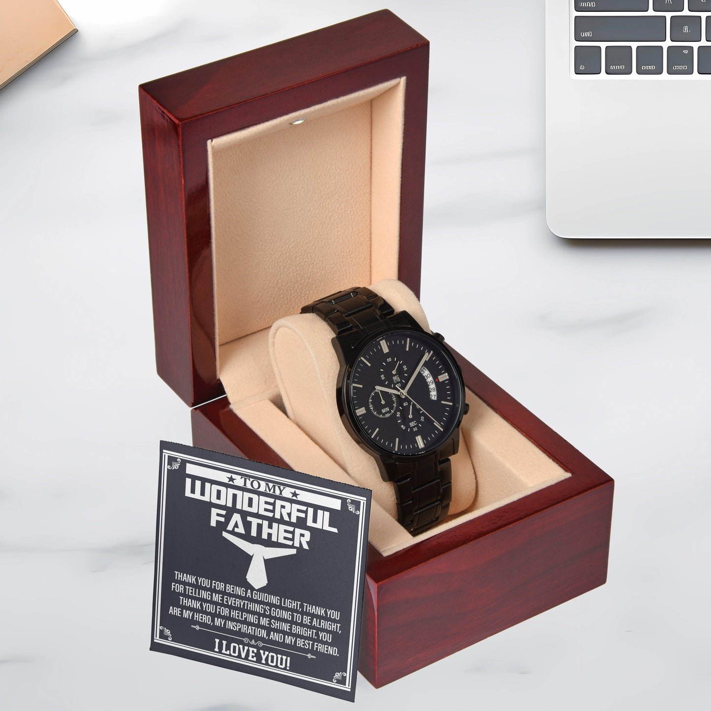 Dad Gift You Are My Guiding Light Black Chronograph Watch - Mallard Moon Gift Shop