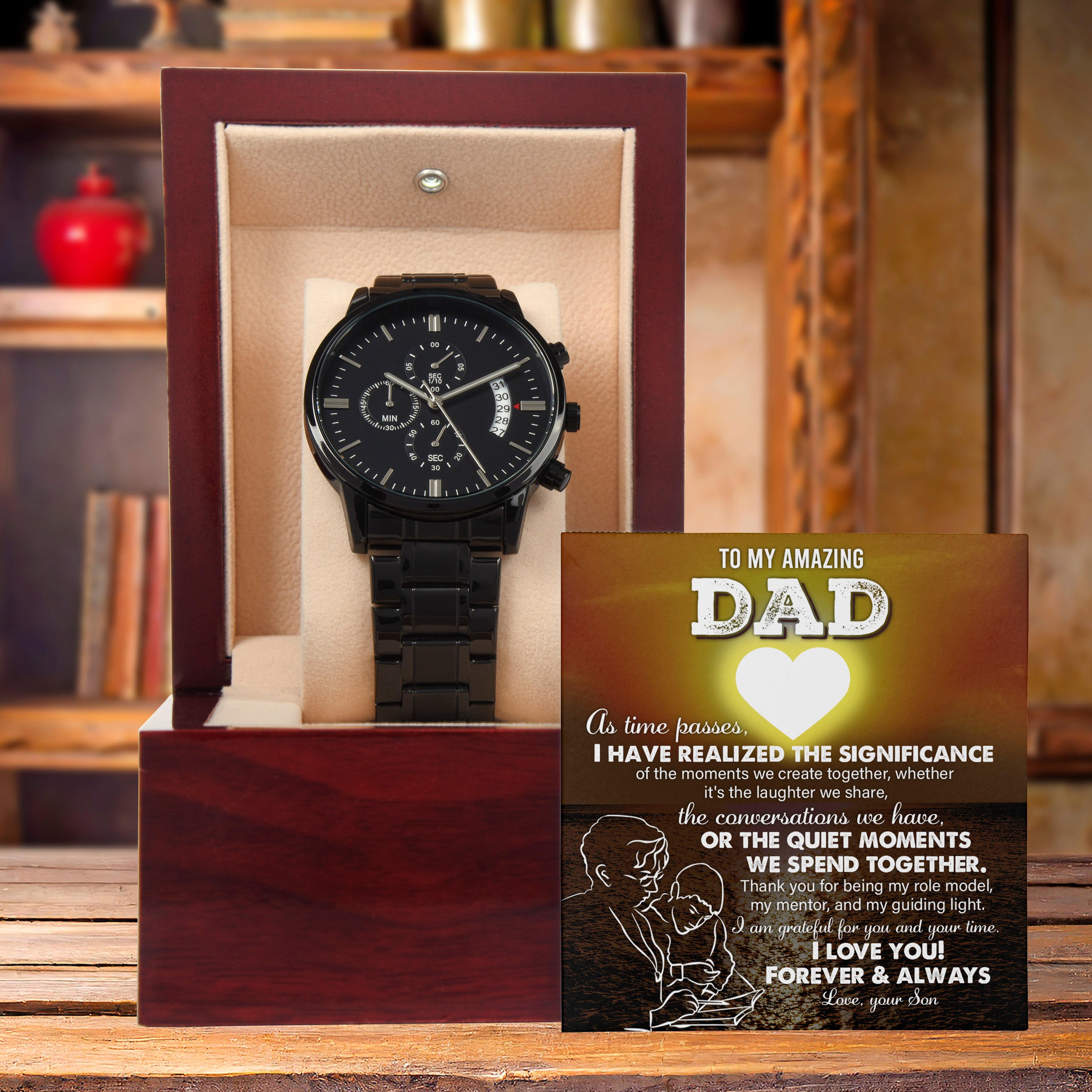 Dad Git You Are My Guiding Light Black Chronograph Watch - Mallard Moon Gift Shop