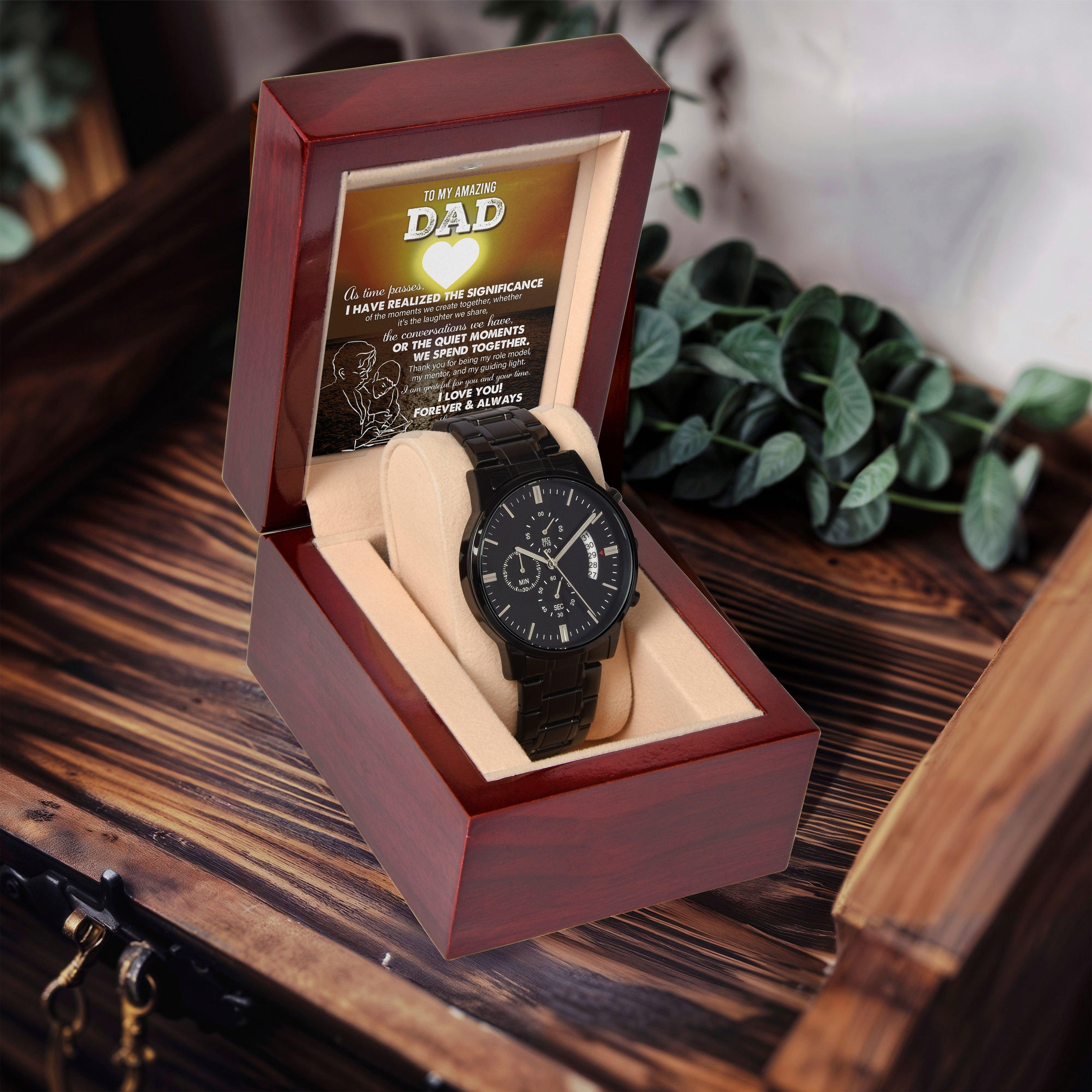 Dad Git You Are My Guiding Light Black Chronograph Watch - Mallard Moon Gift Shop