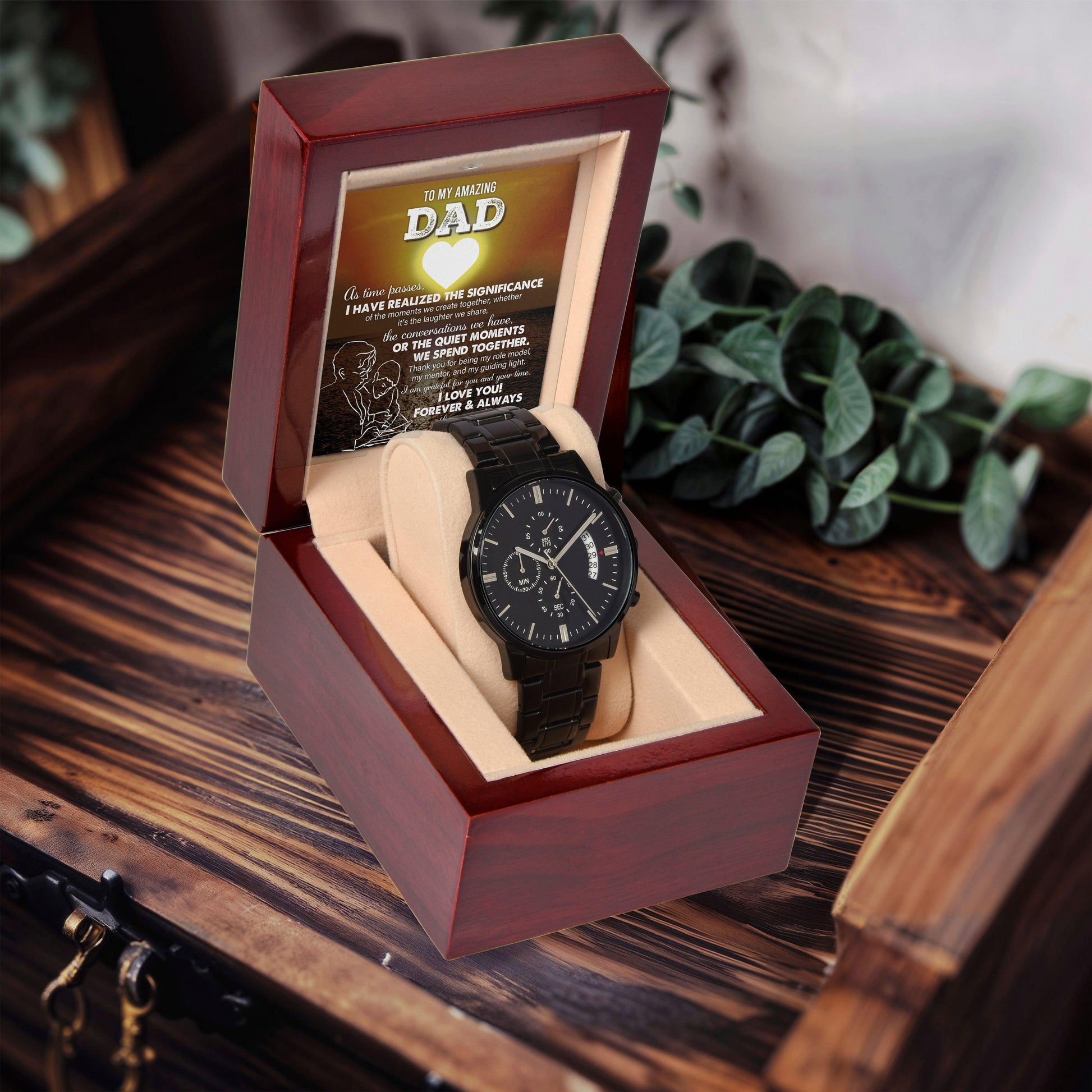Dad Git You Are My Guiding Light Black Chronograph Watch - Mallard Moon Gift Shop