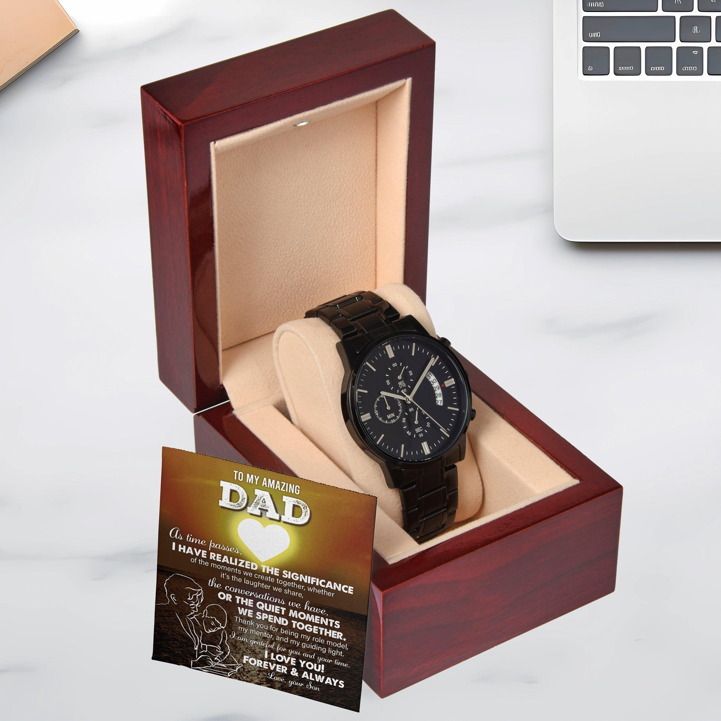 Dad Git You Are My Guiding Light Black Chronograph Watch - Mallard Moon Gift Shop