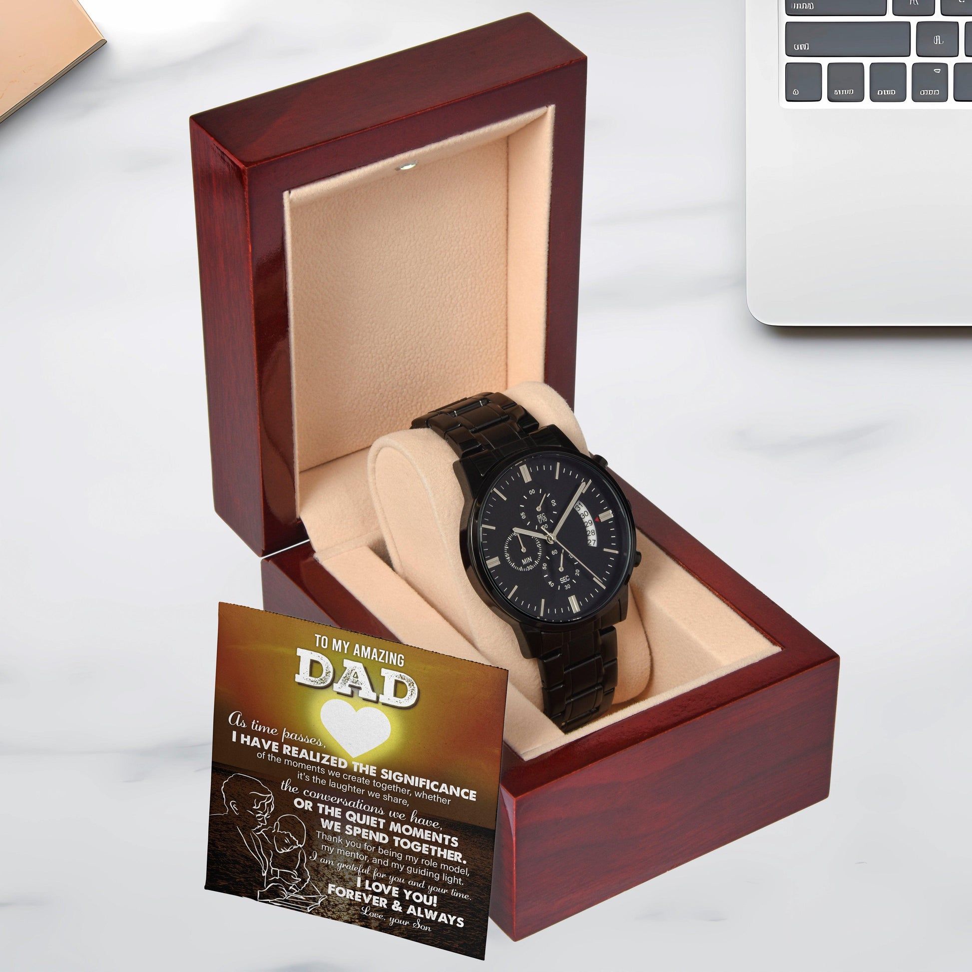 Dad Git You Are My Guiding Light Black Chronograph Watch - Mallard Moon Gift Shop