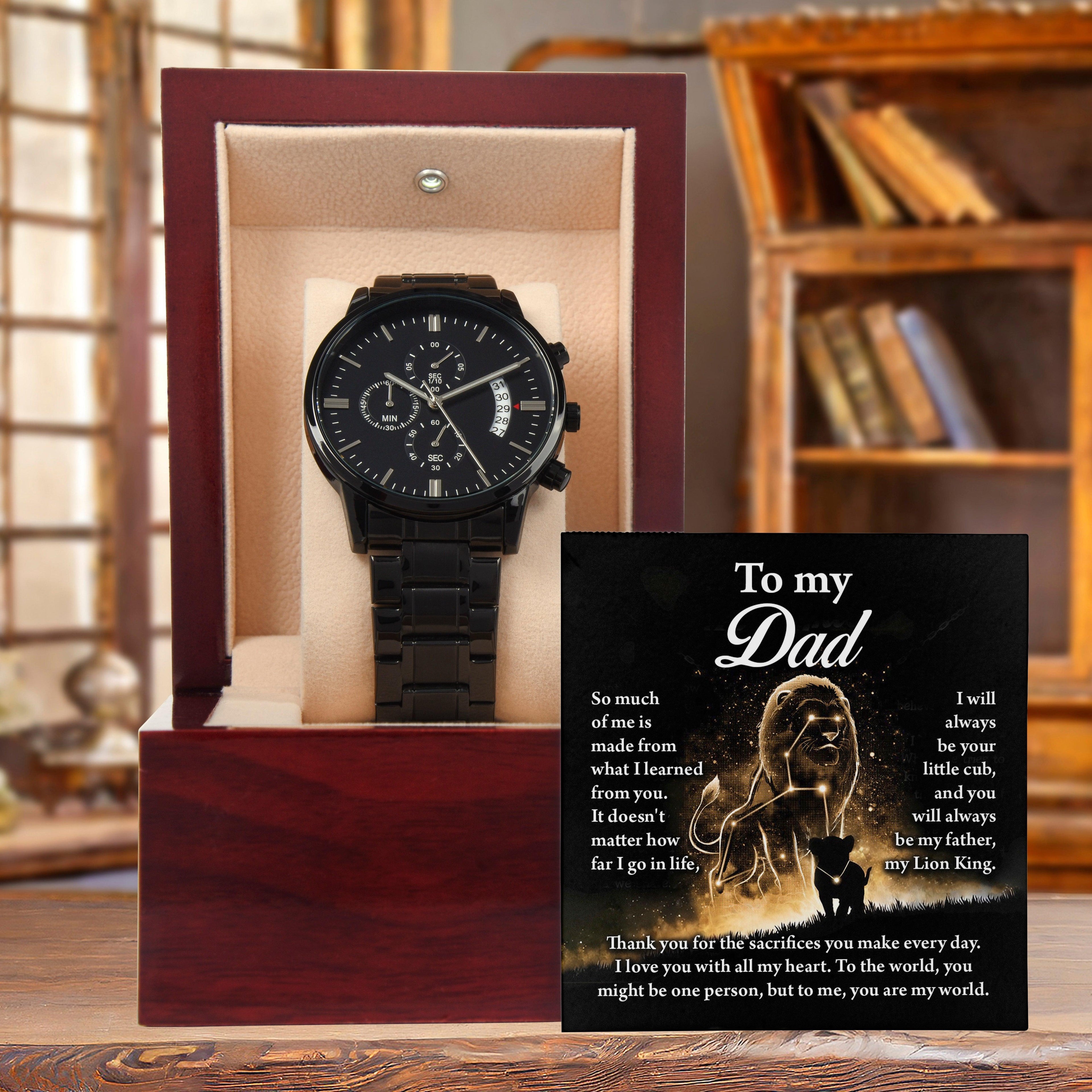 Dad Gift - My Lion King - Black Chronograph Watch - Mallard Moon Gift Shop