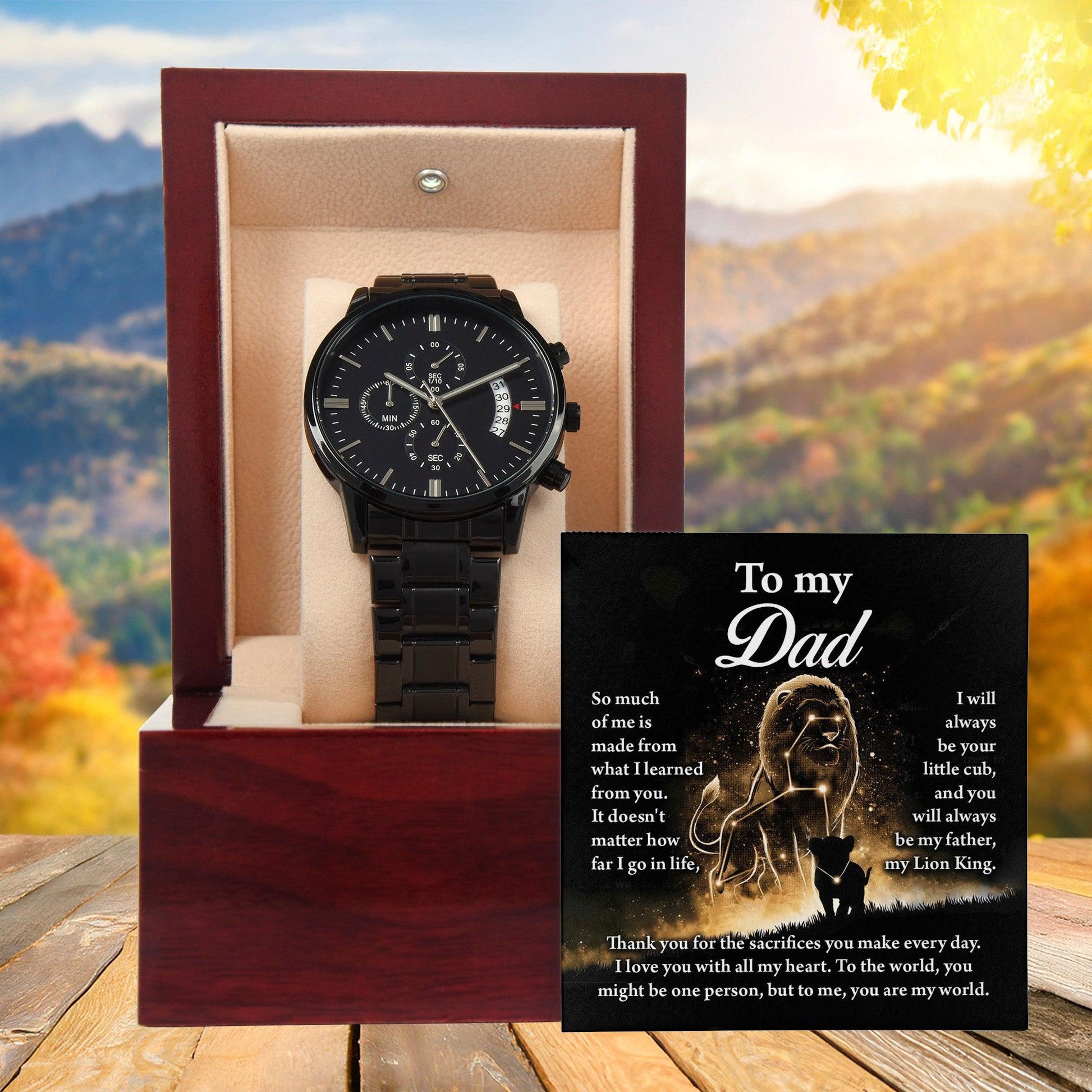 Dad Gift - My Lion King - Black Chronograph Watch - Mallard Moon Gift Shop