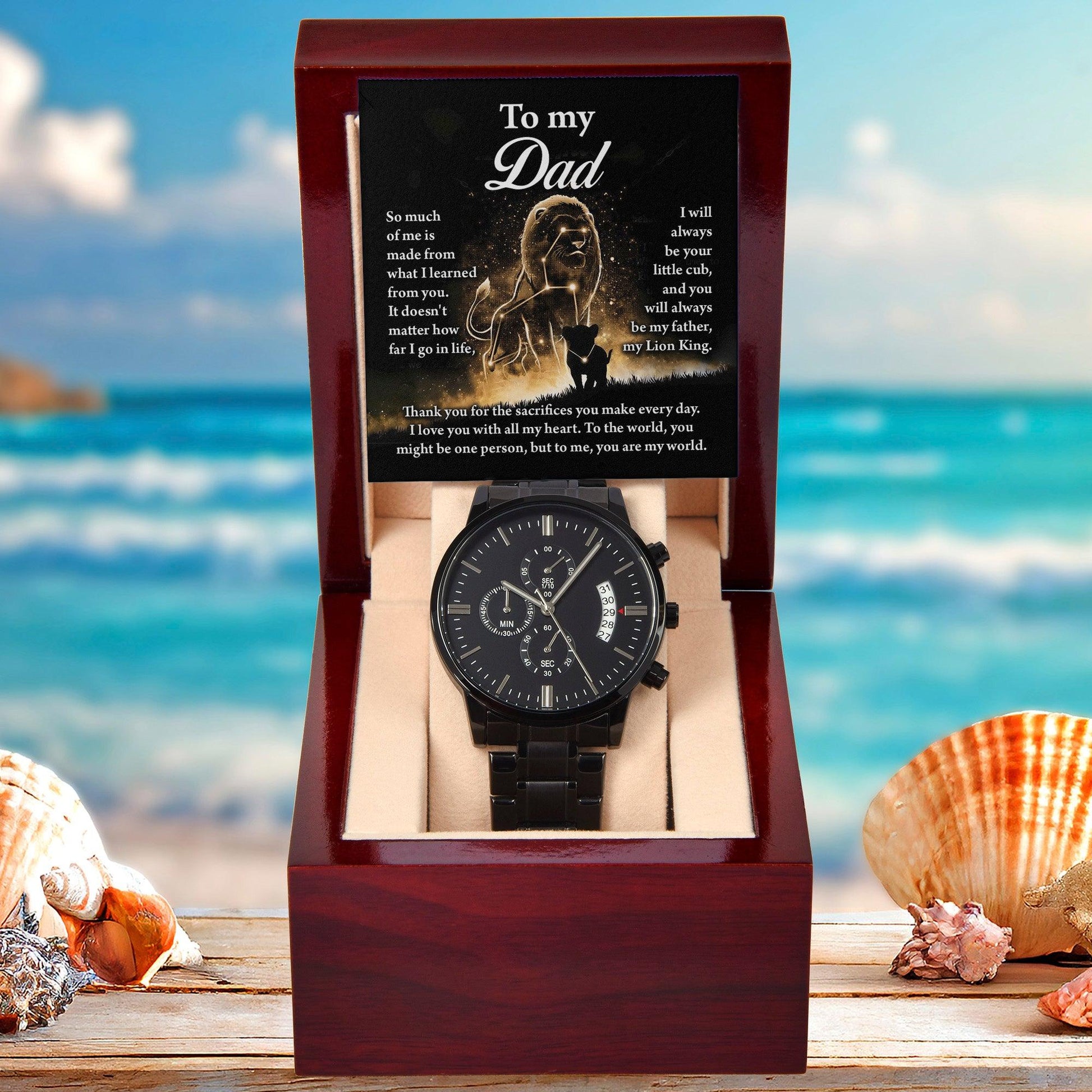 Dad Gift - My Lion King - Black Chronograph Watch - Mallard Moon Gift Shop