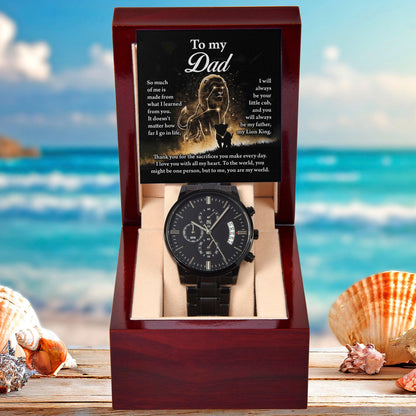 Dad Gift - My Lion King - Black Chronograph Watch - Mallard Moon Gift Shop