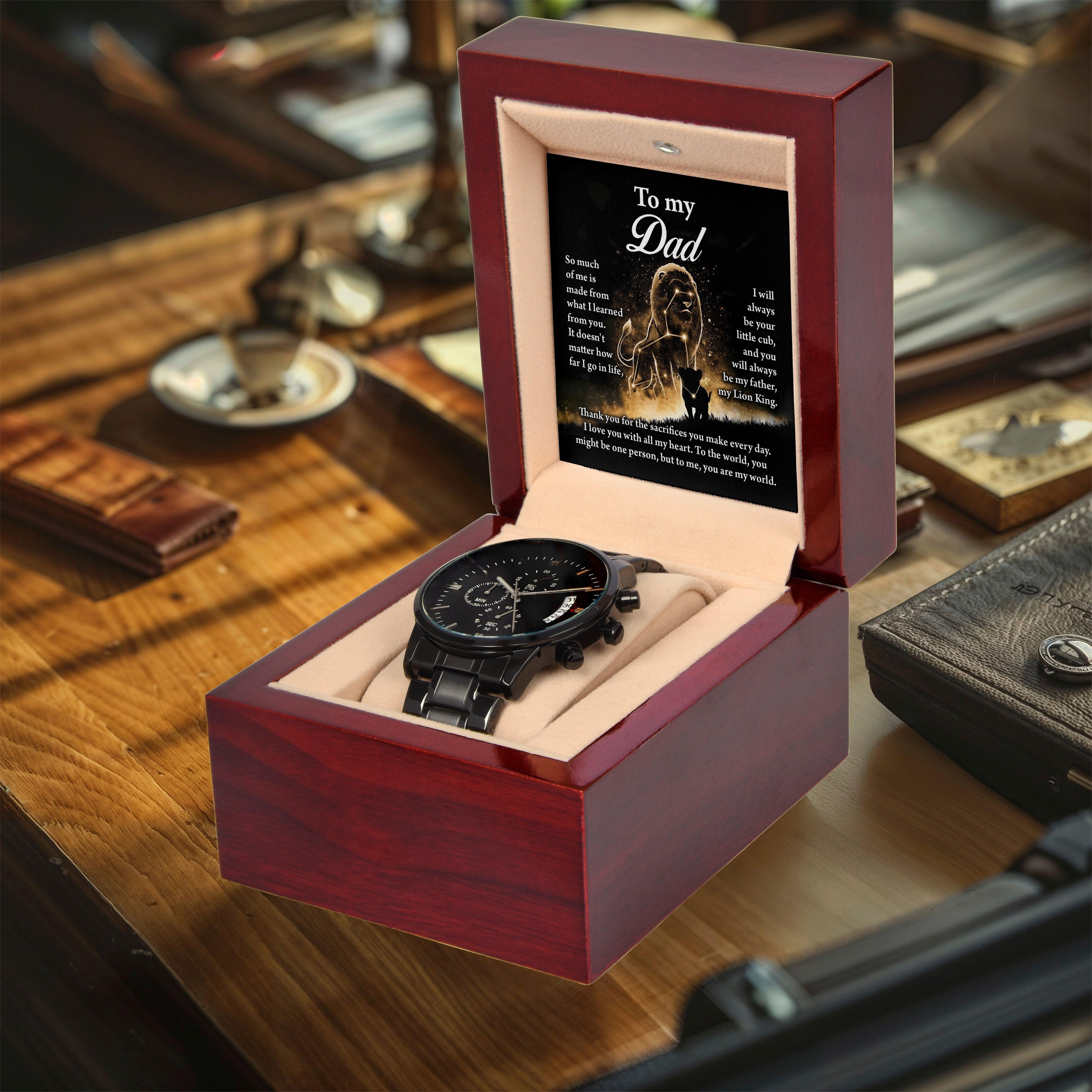 Dad Gift - My Lion King - Black Chronograph Watch - Mallard Moon Gift Shop