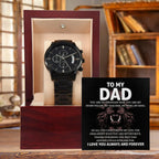 To My Dad Black Chronograph Watch – Hero Lion King Father Message Card Sentimental Father's Day Gift from Son or Daughter