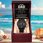 To My Dad Black Chronograph Watch – Hero Lion King Father Message Card Sentimental Father's Day Gift from Son or Daughter