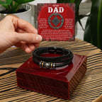 To My Dad Vegan Leather Bracelet Birthday, Father's Day Gift with Celtic-Inspired “Ocean Heart” Message Card