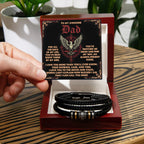 To My Awesome Dad Vegan Leather Bracelet Birthday, Father's Day Gift with Norse-Inspired “Always Present Guide" Message Card -