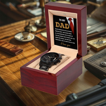 Dad Gift I Am Proud To Have You as My Dad Black Chronograph Watch - Mallard Moon Gift Shop