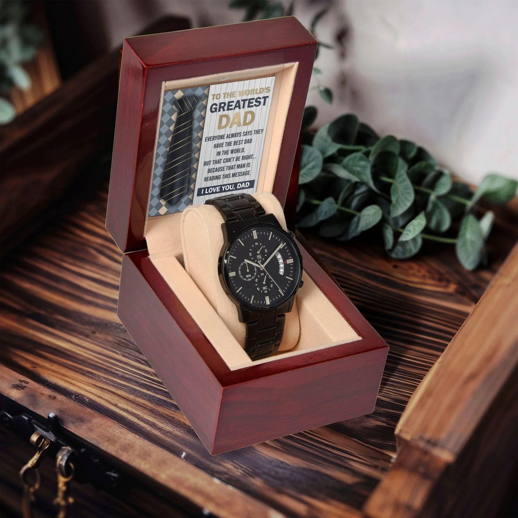 Dad Gift - To the World's Greatest Dad Black Chronograph Watch