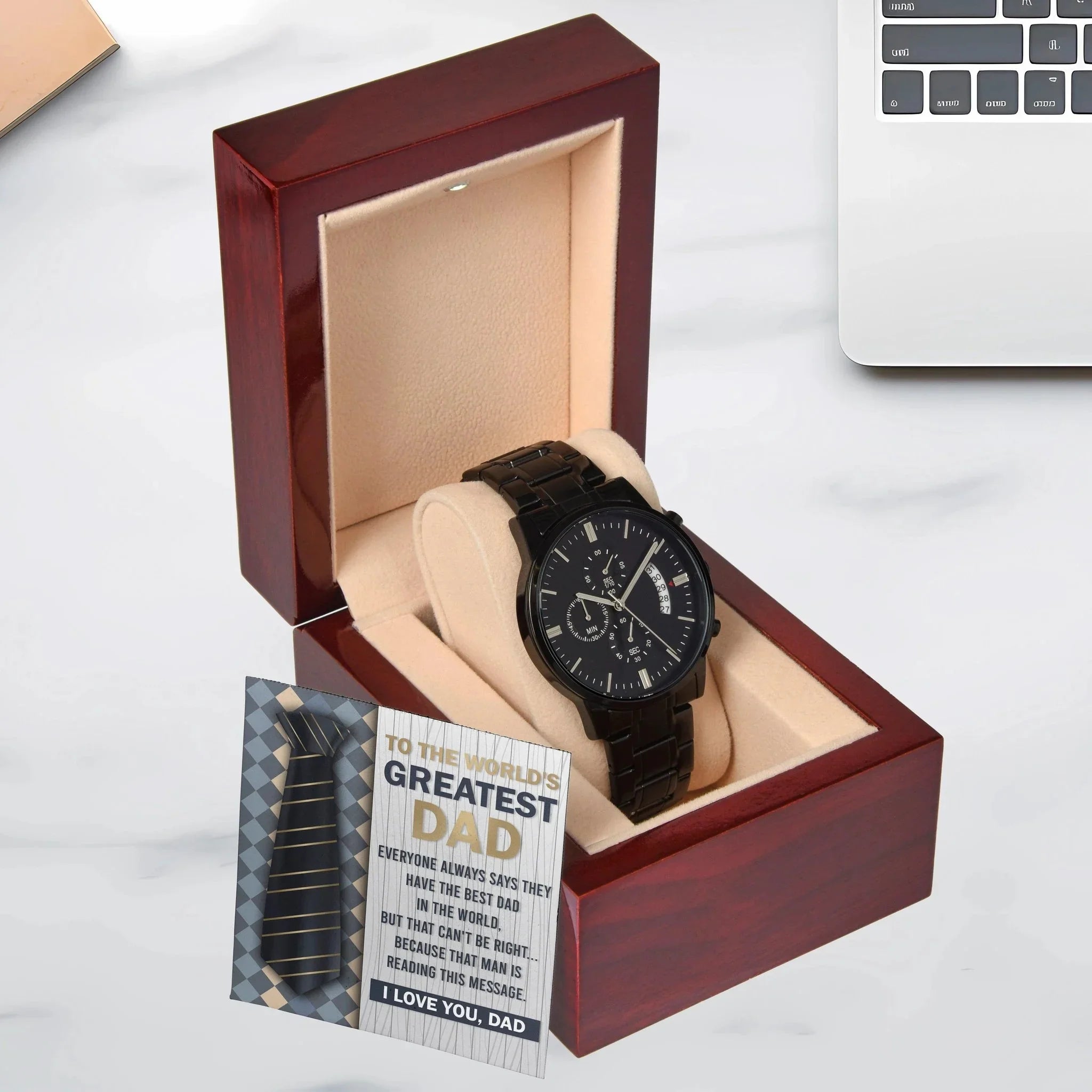 Dad Gift - To the World's Greatest Dad Black Chronograph Watch