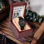 Dad Gift - Headline on The Father Times - World's Best Dad - Black Chronograph Watch