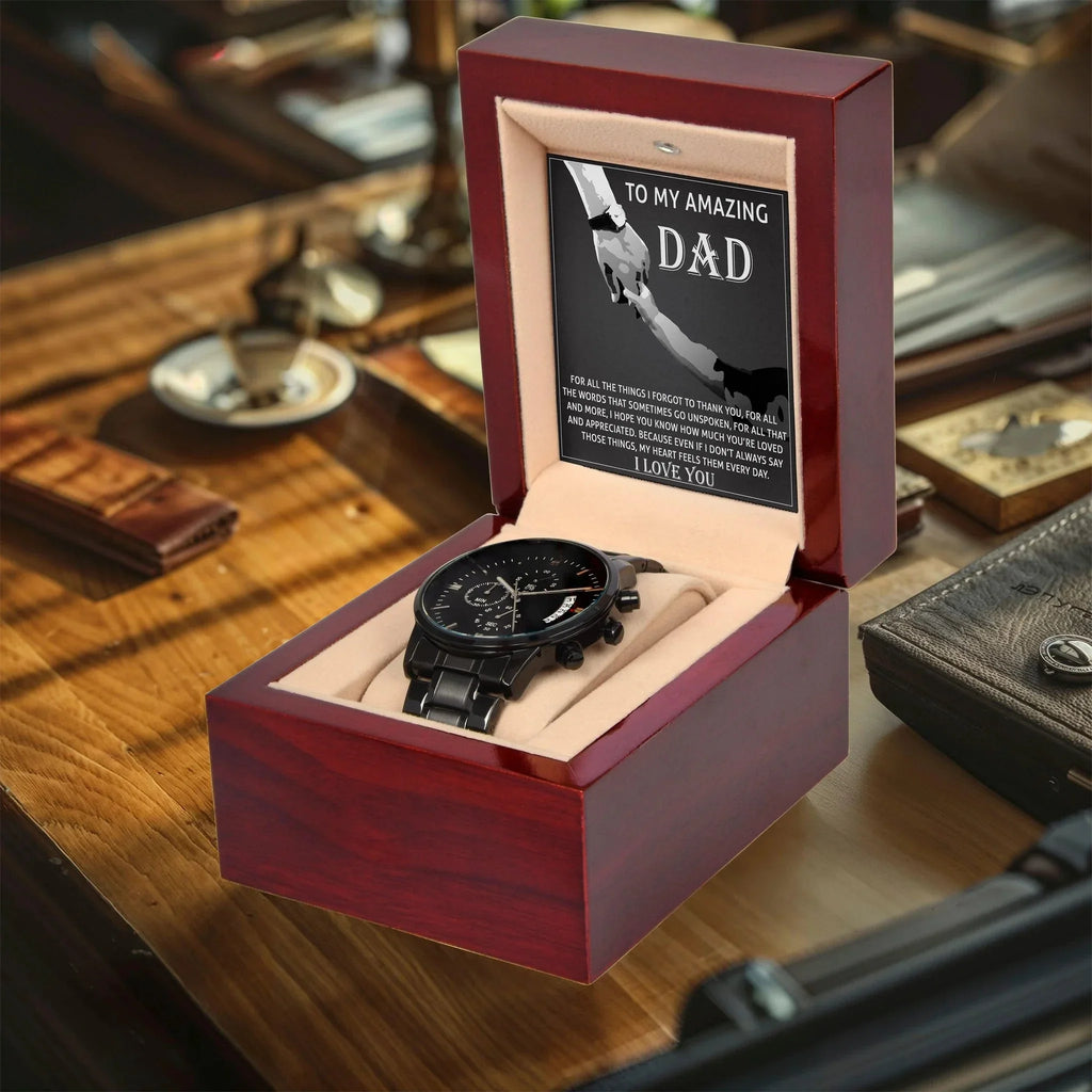 Dad Gift -To My Amazing Dad Thank You Black Chronograph Watch