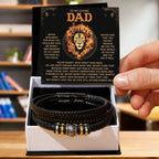 To My Loving Dad Leather Bracelet Gift – Unconditional Love and Appreciation Lion Message Card - Thoughtful Father's Day or Birthday Gift from Son or Daughter