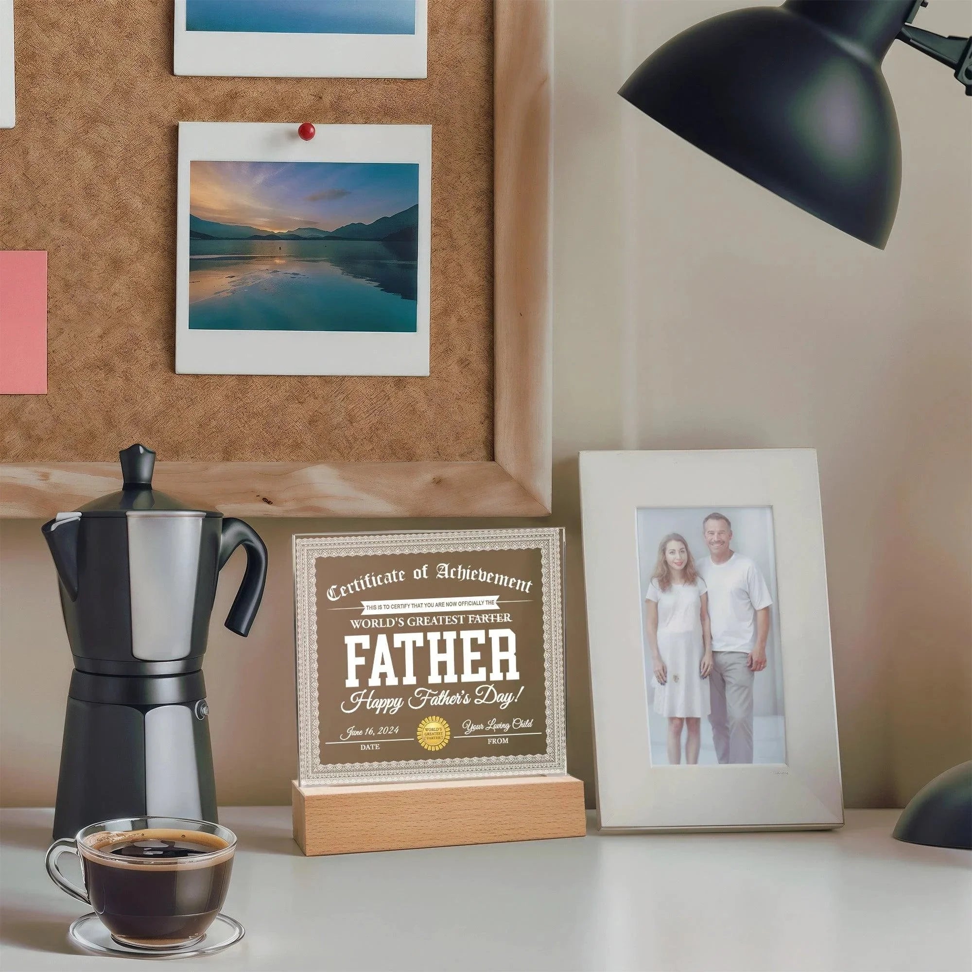 Funny Personalized Father's Day Gift "World’s Greatest Farter" Certificate Acrylic Plaque with LED Light Base