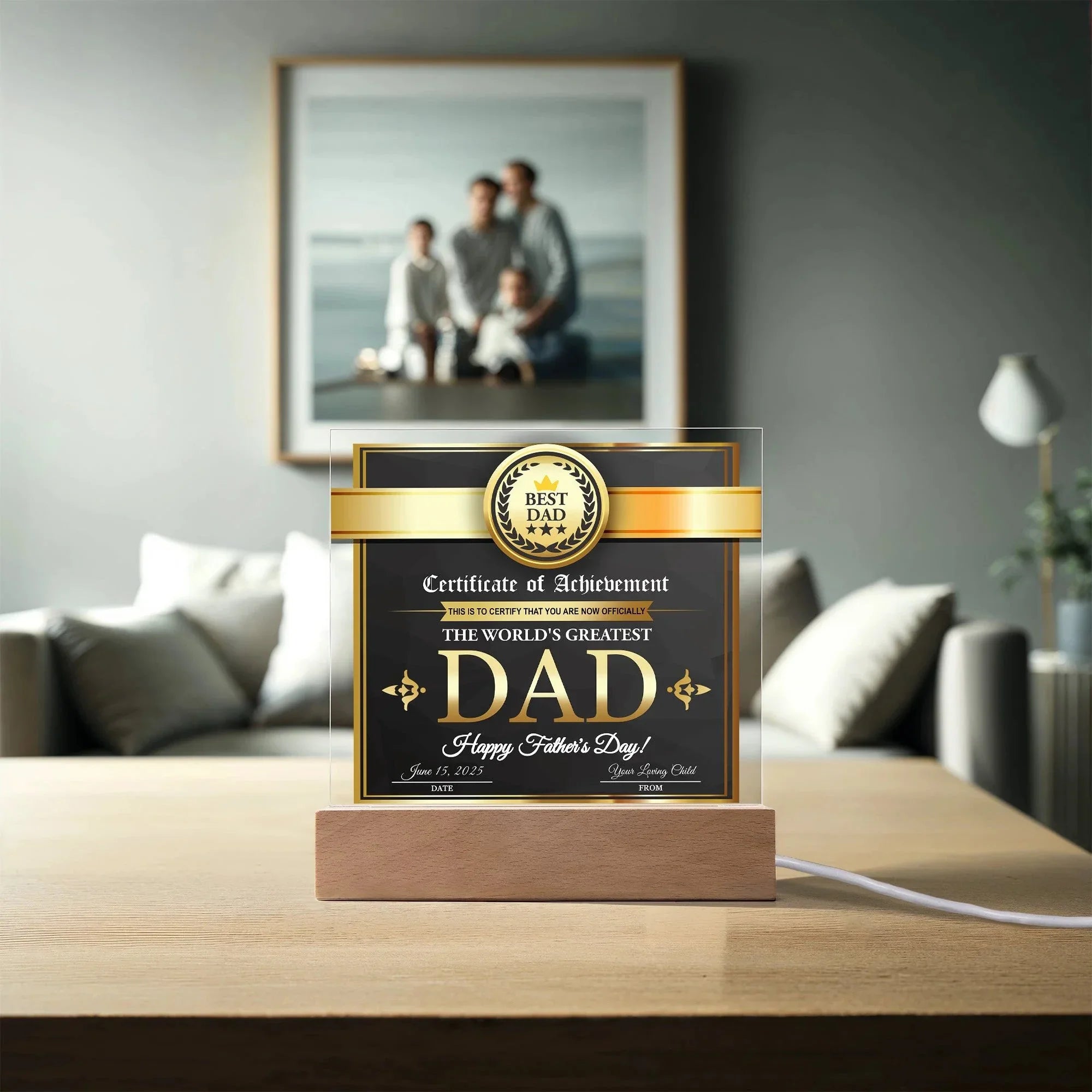Certificate of Achievement for the World's Greatest Dad Personalized Acrylic Plaque