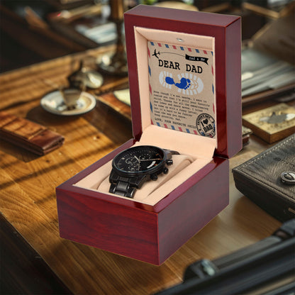 Dad Gift - Thanks for All The Embarrassing Dad Jokes and Dance Moves - Your Favorite Child - Black Chronograph Watch - Mallard Moon Gift Shop